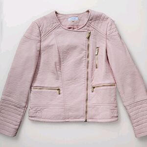 NWOT CALVIN KLEIN Light Pink Faux Leather Jacket Coat Size Large